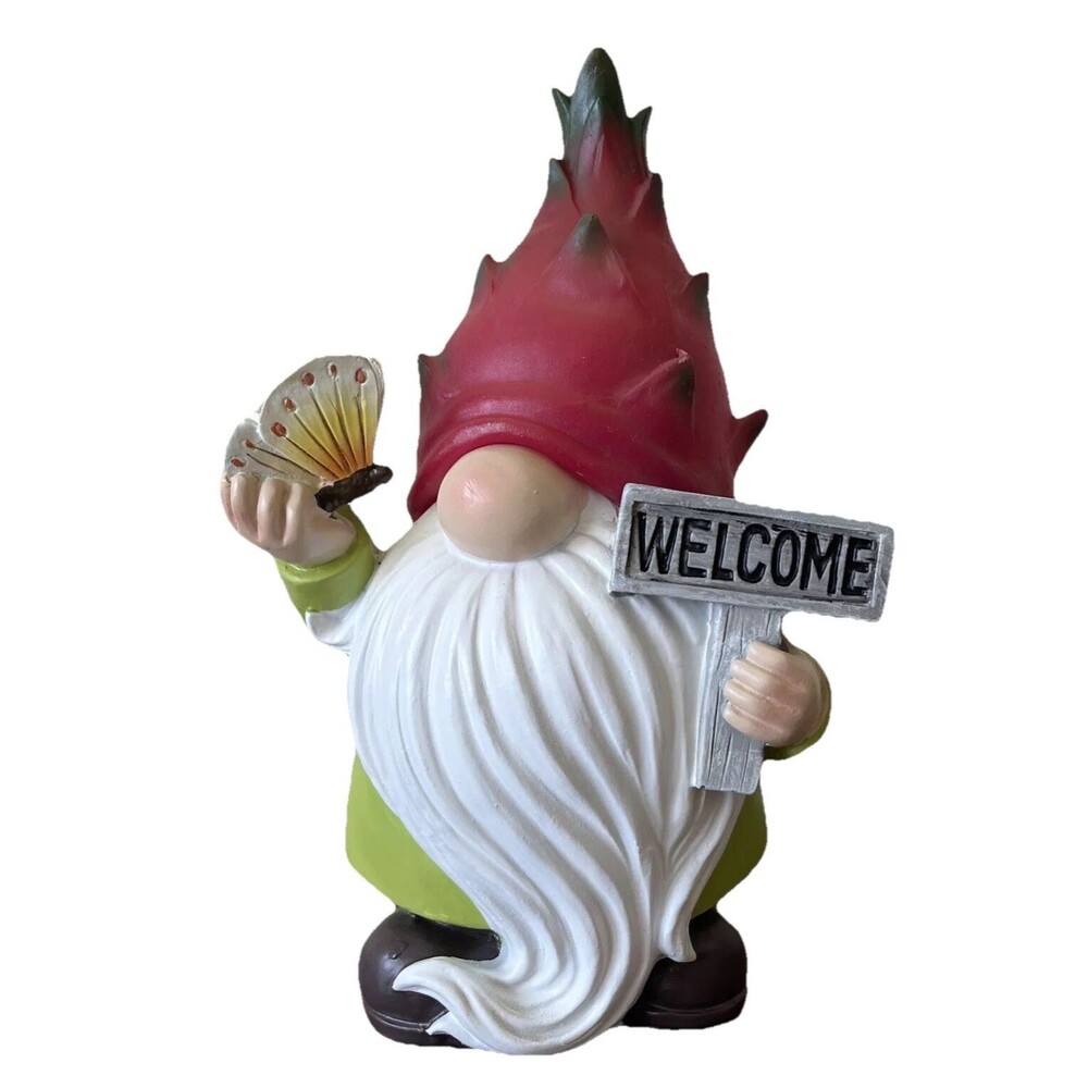 NEW (Open Box) Dragonfruit Garden Gnome Solar Glowing Hat, Butterfly - Picture 15 of 15